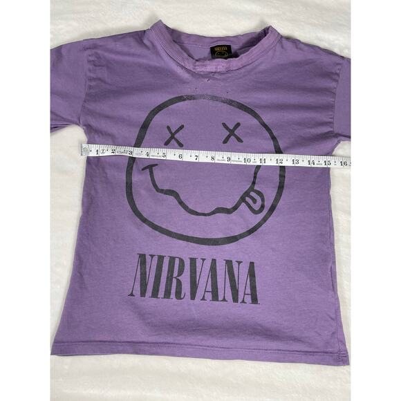 Nirvana Kids Purple Smiley Face T-Shirt Sz 8 | Grunge Tee - Picture 3 of 7